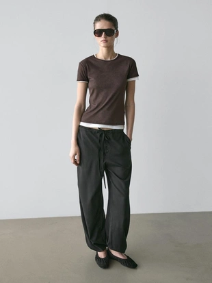 Футболка с коротким рукавом с двойной отделкой- Заказать в России