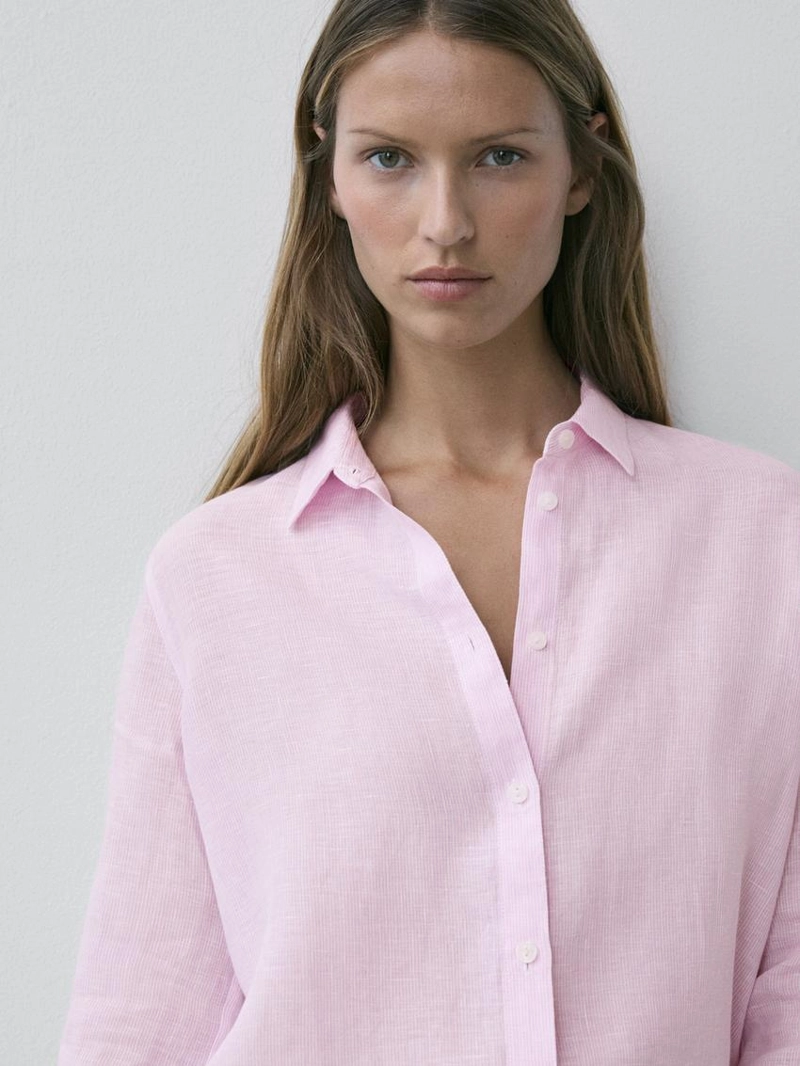 Рубашка из 100% льна в полоску