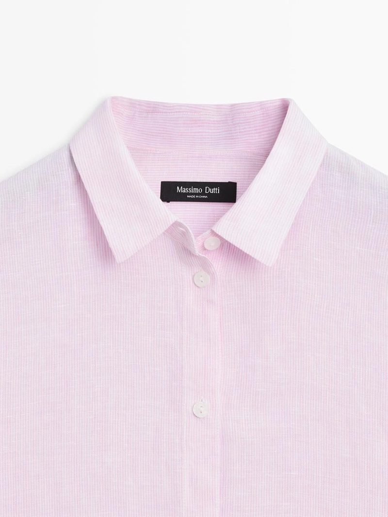 Рубашка из 100% льна в полоску