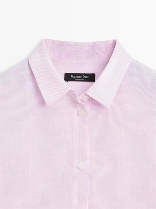 Рубашка из 100% льна в полоску- Заказать в России