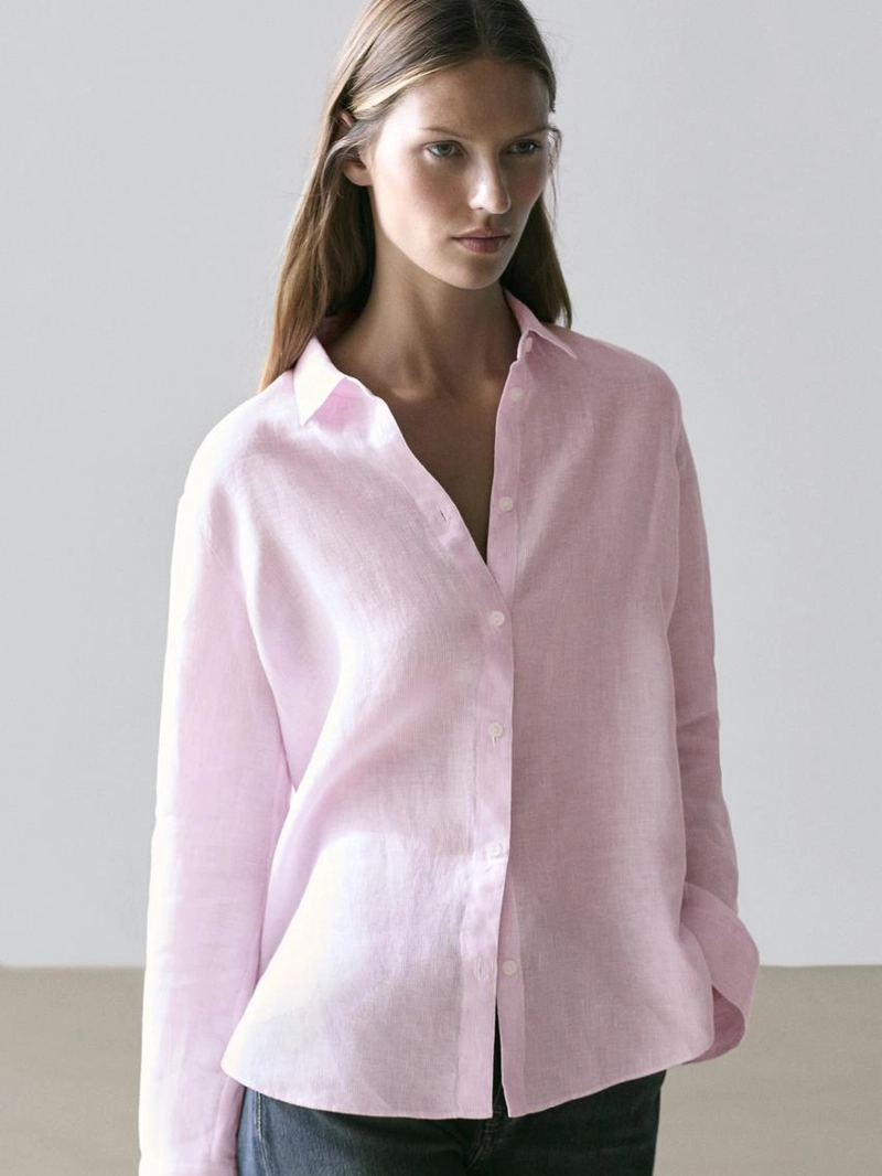 Рубашка из 100% льна в полоску