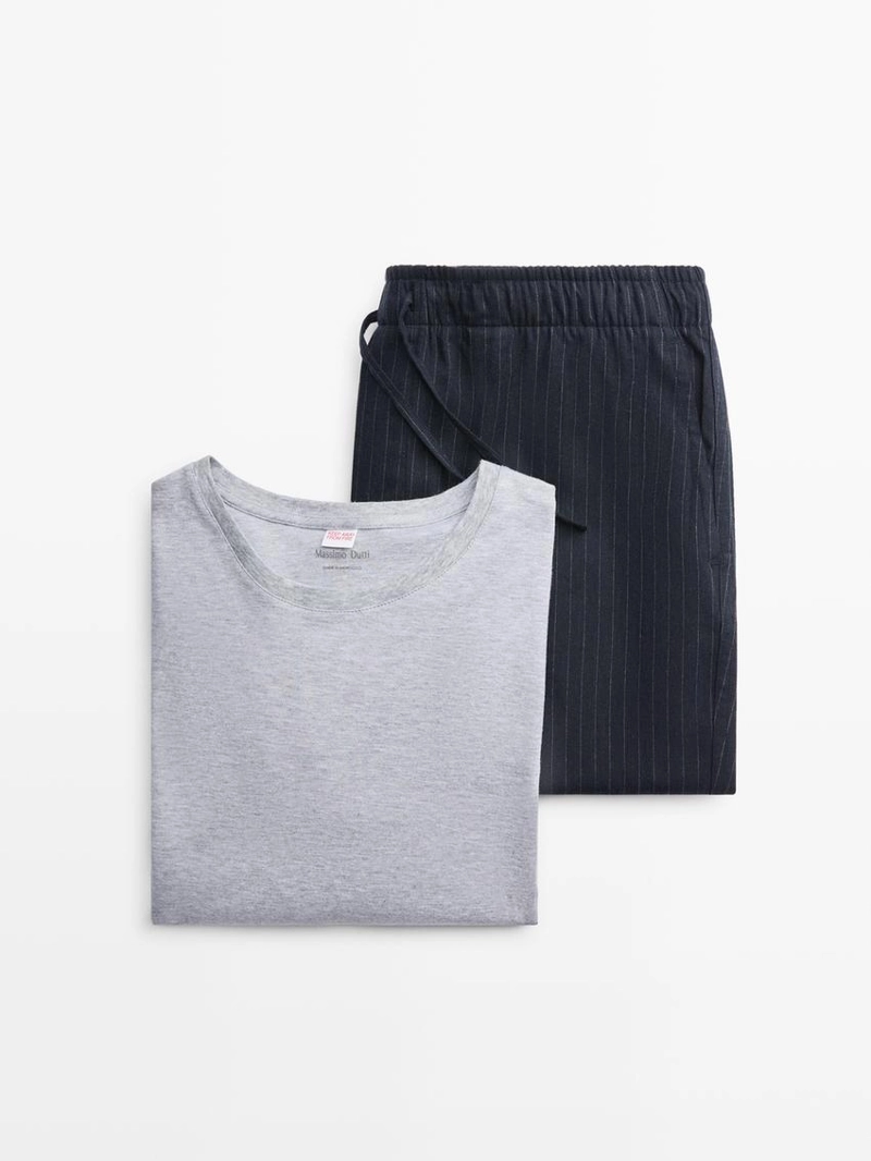 Пижама в полоску из 100% хлопка с длинным рукавом