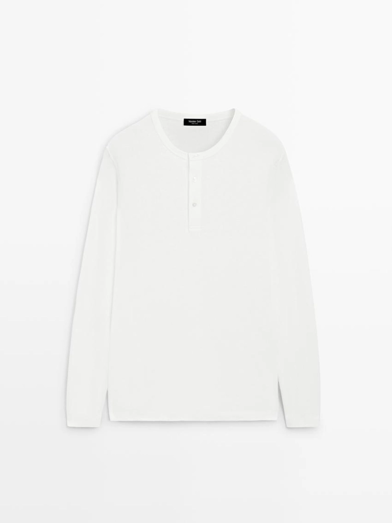 Футболка с длинным рукавом и воротником henley