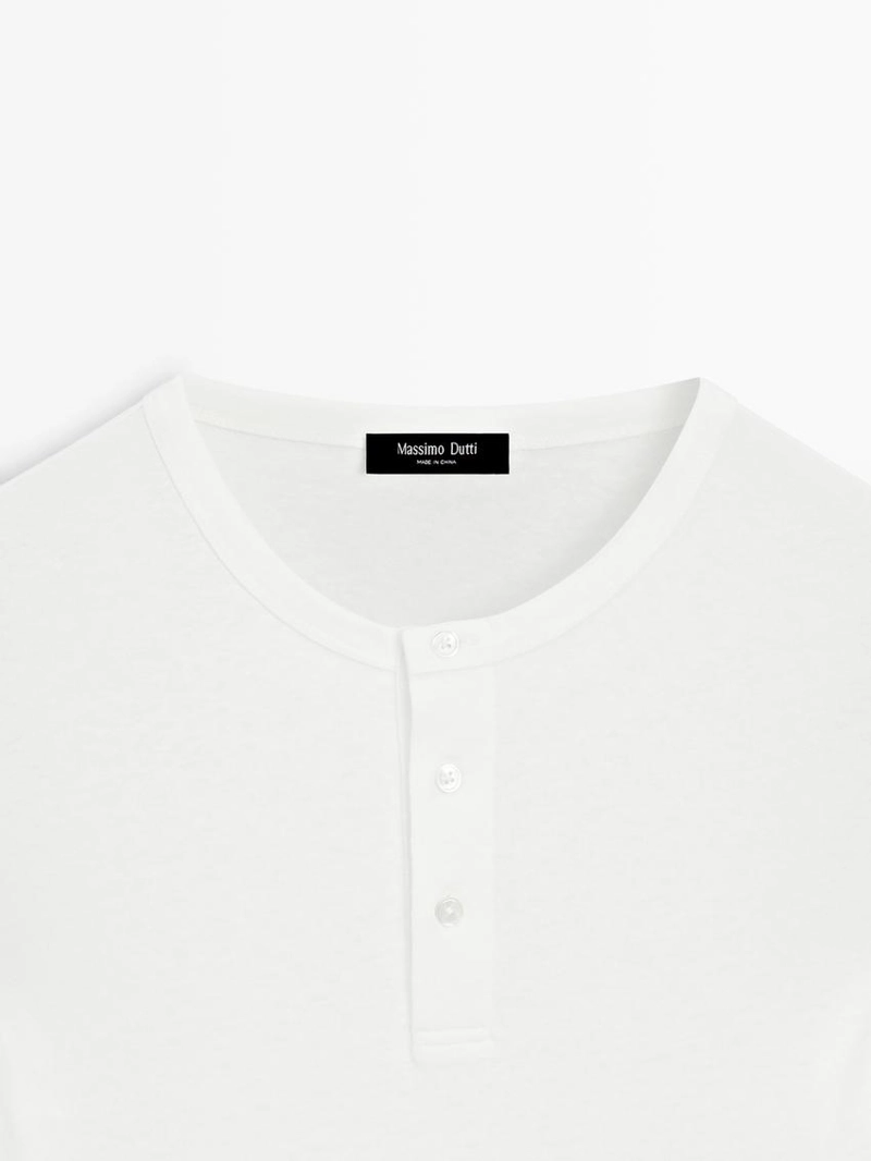 Футболка с длинным рукавом и воротником henley