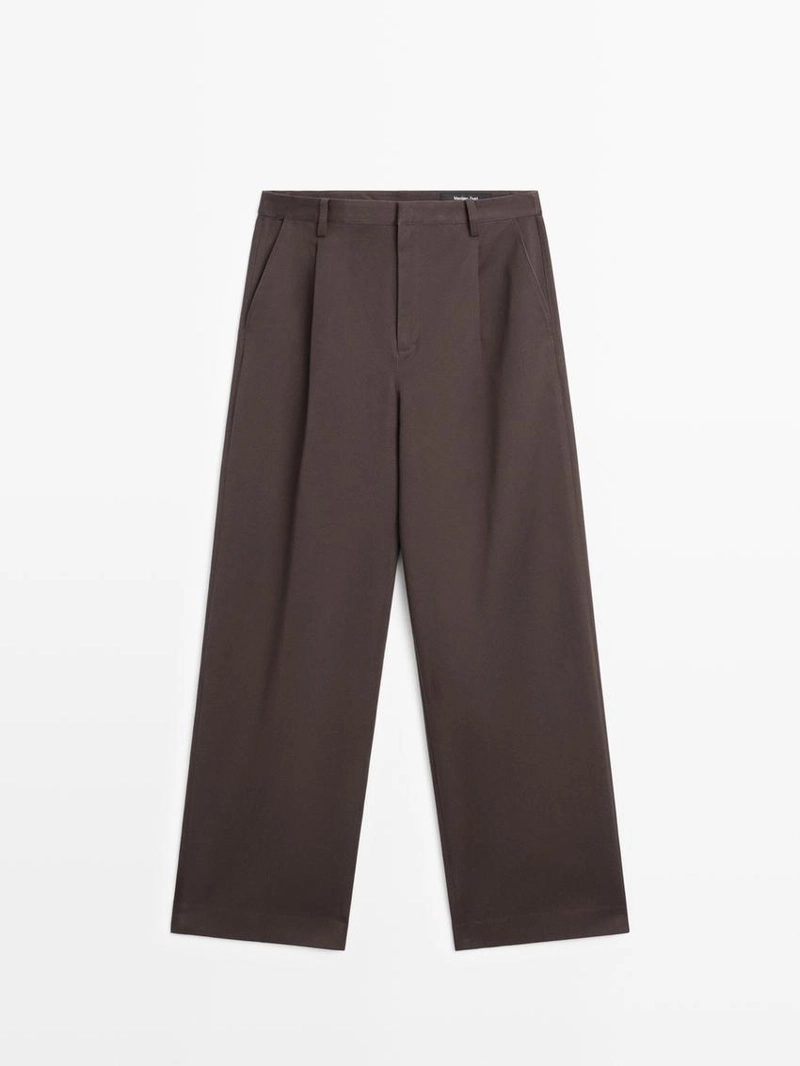 Брюки из хлопка с защипами