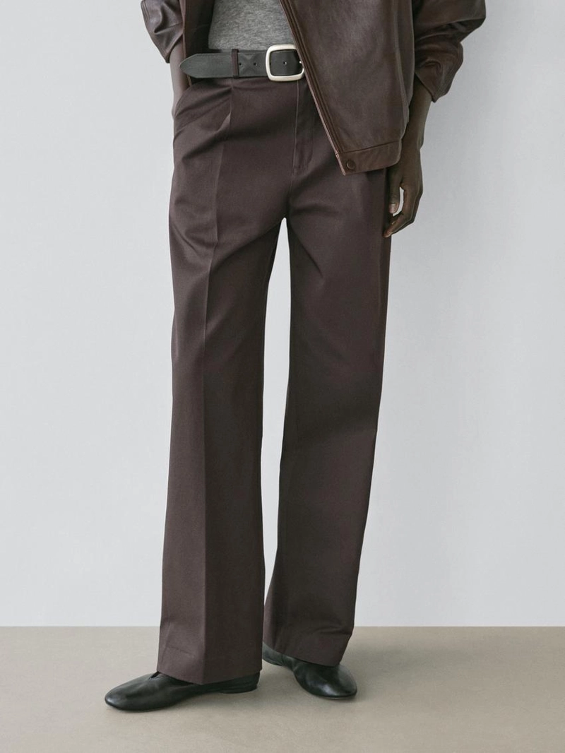 Брюки из хлопка с защипами