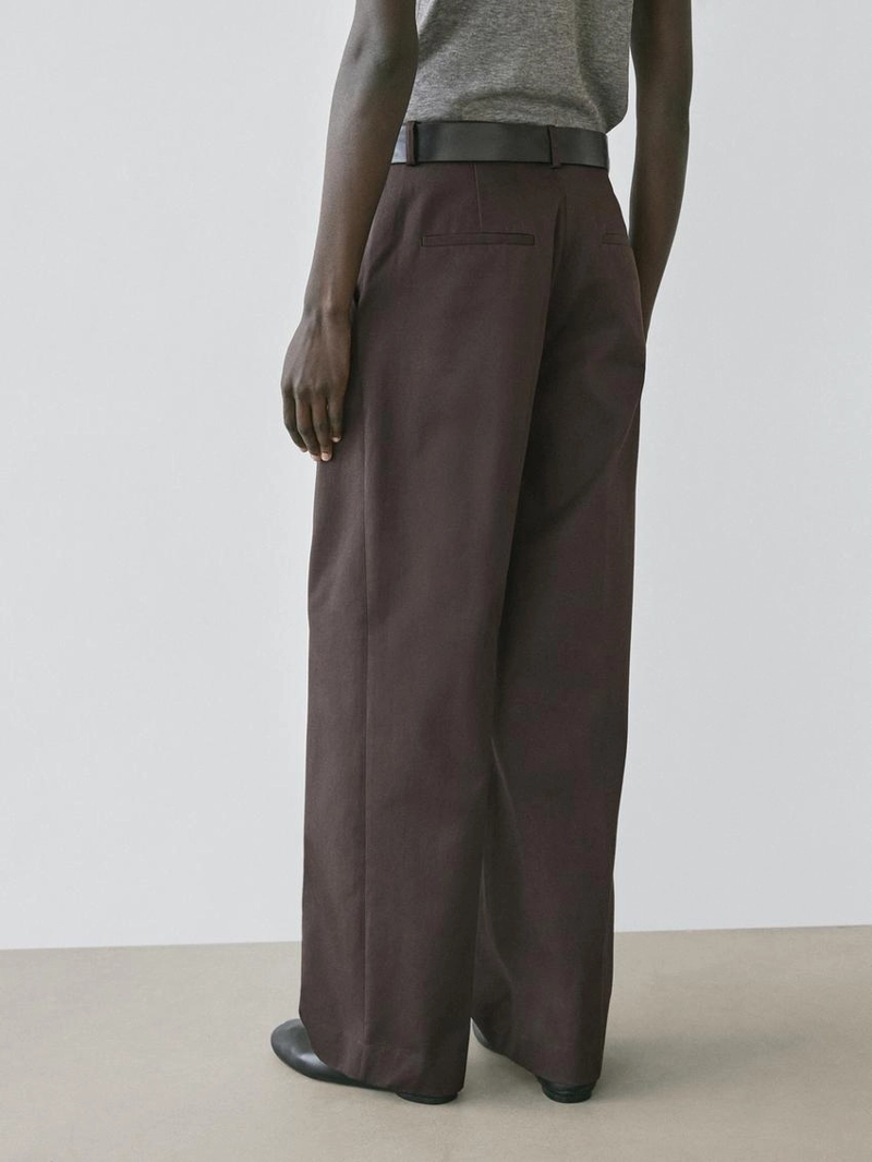 Брюки из хлопка с защипами