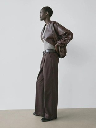 Брюки из хлопка с защипами- Заказать в России