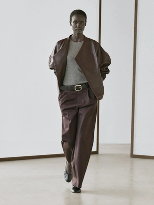 Брюки из хлопка с защипами- Заказать в России