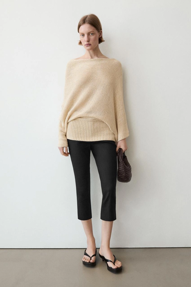 Свитер с капюшоном из хлопково-леновой смеси oversize