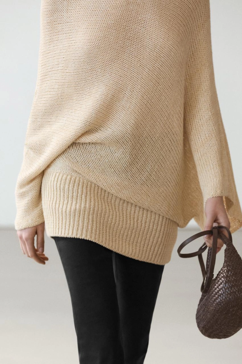 Свитер с капюшоном из хлопково-леновой смеси oversize