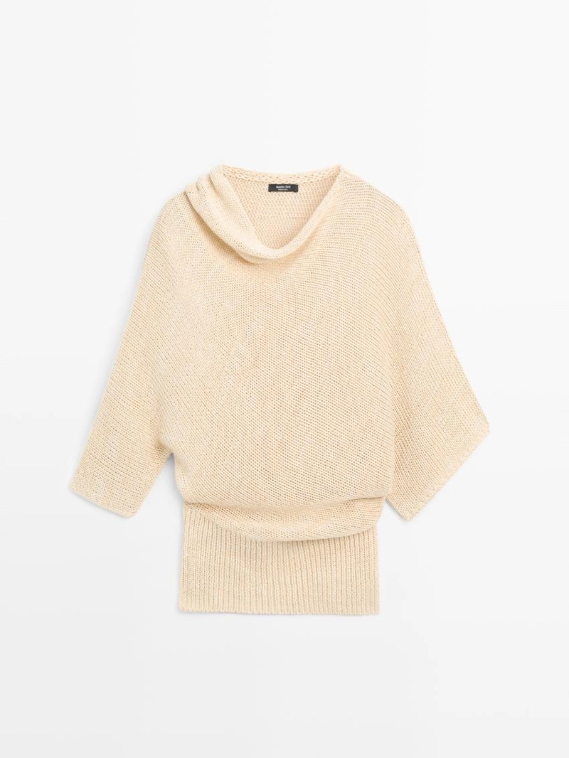 Свитер с капюшоном из хлопково-леновой смеси oversize