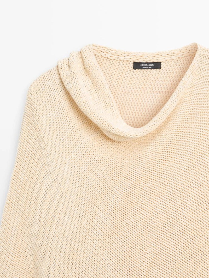 Свитер с капюшоном из хлопково-леновой смеси oversize