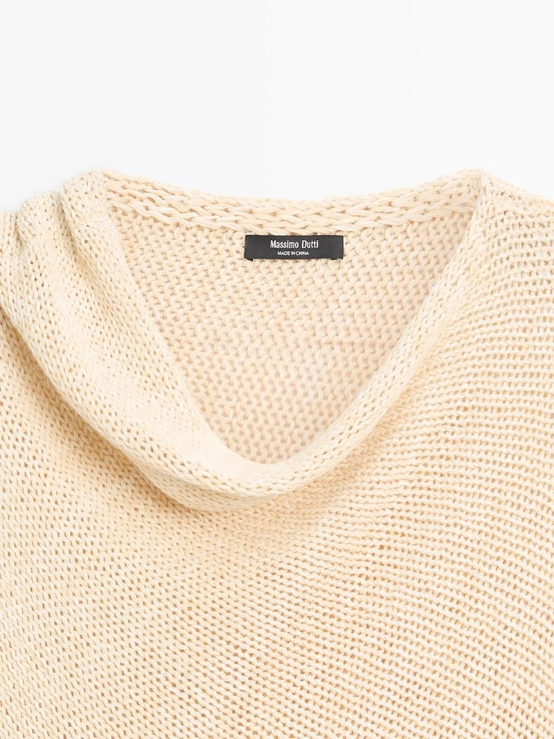 Свитер с капюшоном из хлопково-леновой смеси oversize