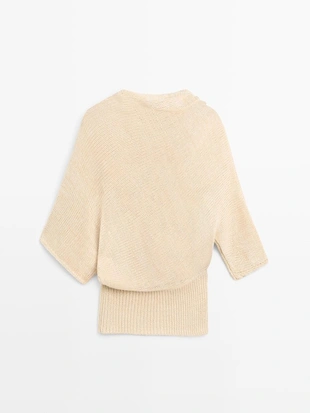 Свитер с капюшоном из хлопково-леновой смеси oversize- Заказать в России