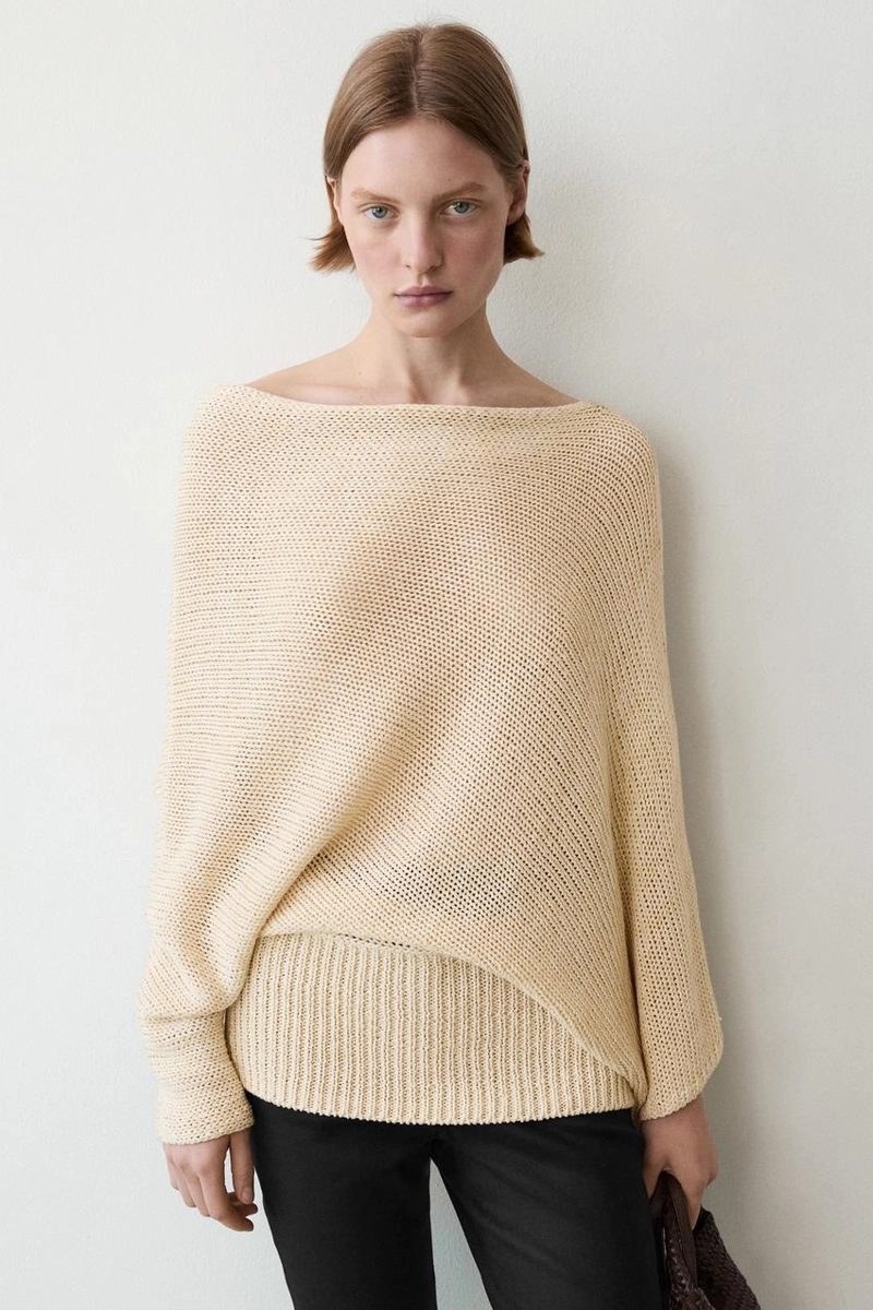 Свитер с капюшоном из хлопково-леновой смеси oversize