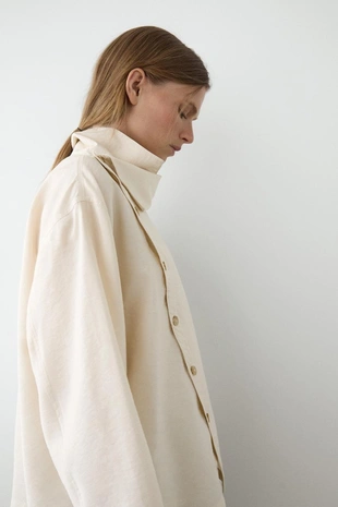 Асимметричная рубашка с пуговицами- Заказать в России