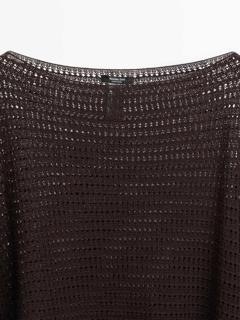 Пальто-накидка из хлопкового микса с ажурными деталями