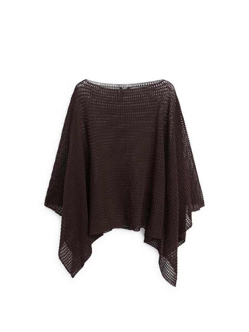 Пальто-накидка из хлопкового микса с ажурными деталями