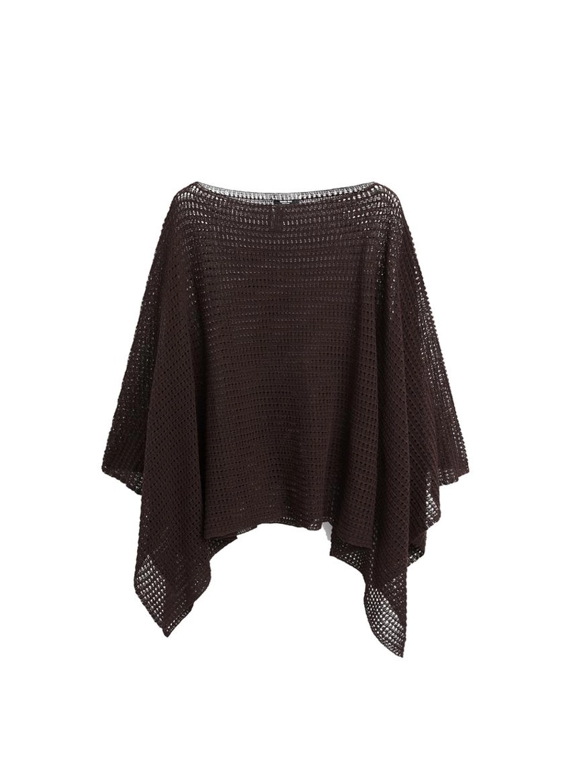 Пальто-накидка из хлопкового микса с ажурными деталями