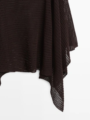 Пальто-накидка из хлопкового микса с ажурными деталями- Заказать в России