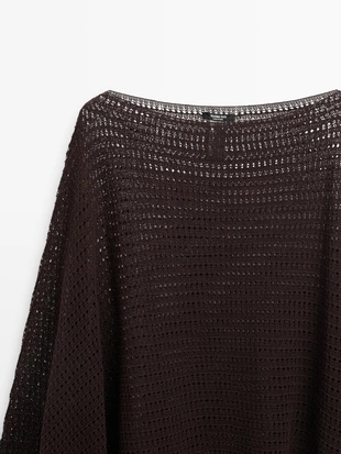 Пальто-накидка из хлопкового микса с ажурными деталями- Заказать в России