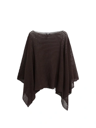 Пальто-накидка из хлопкового микса с ажурными деталями- Заказать в России