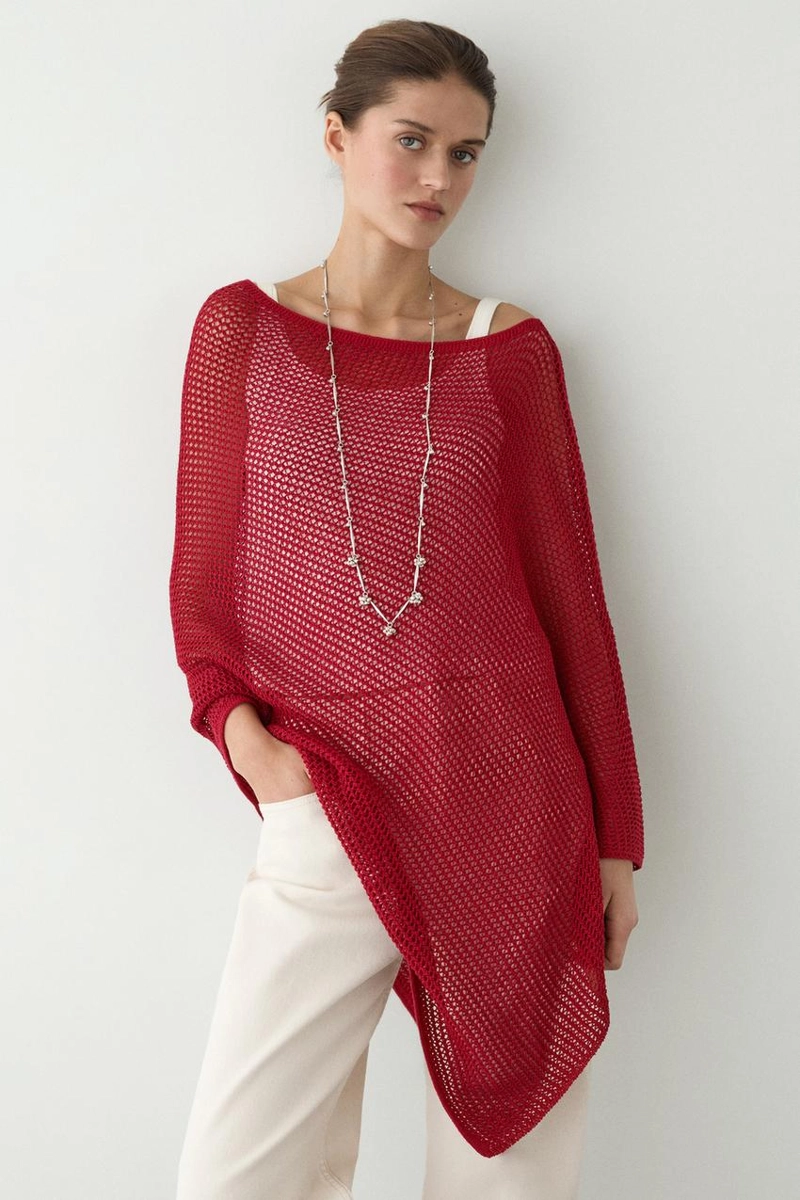 Асимметричная накидка из хлопкового микса