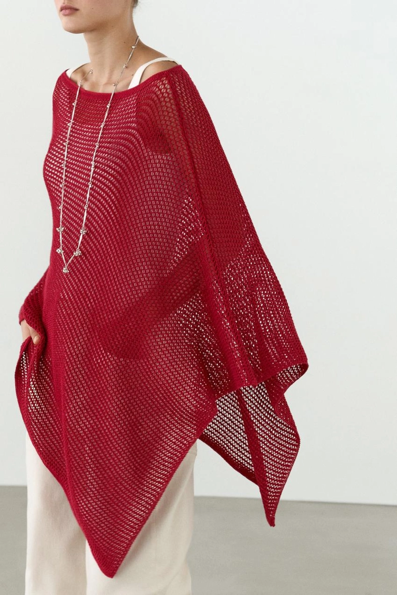 Асимметричная накидка из хлопкового микса