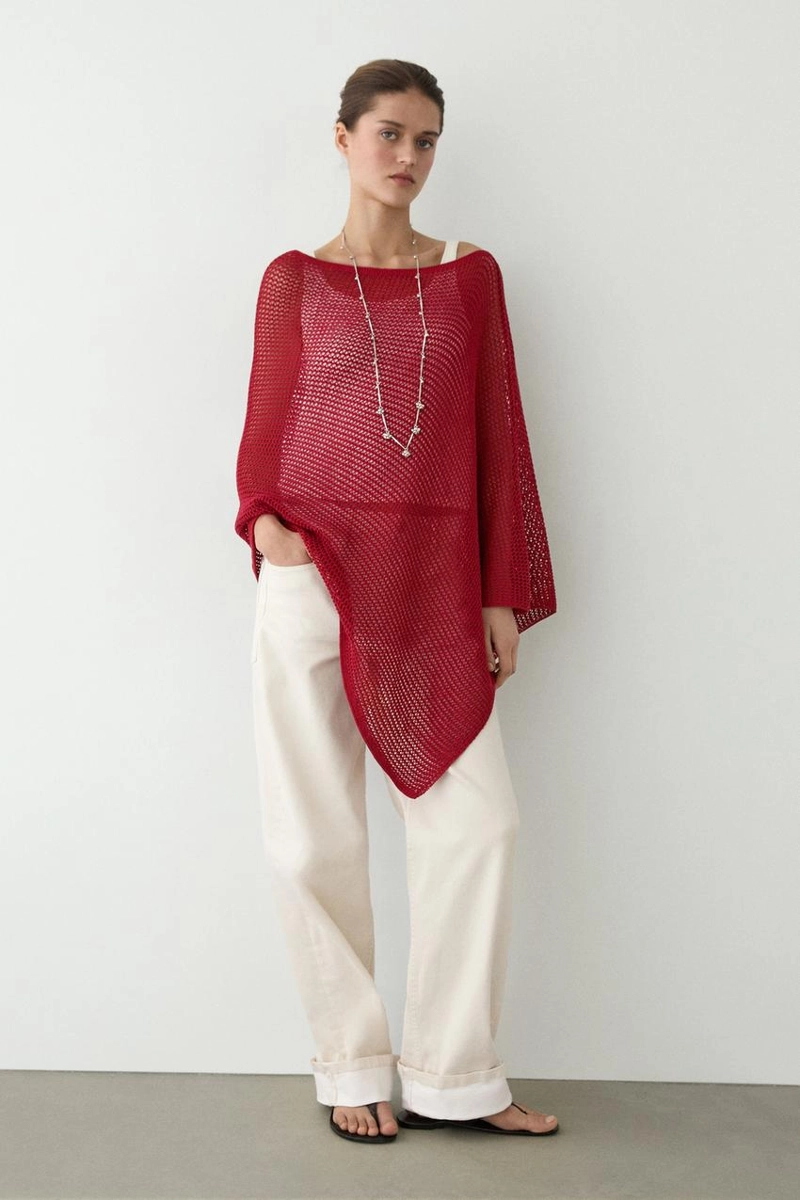 Асимметричная накидка из хлопкового микса