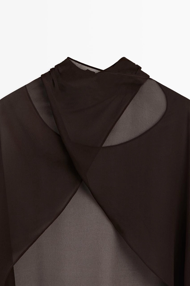 Пончо из 100% шелка мульберри с перекрестным дизайном