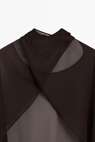 Пончо из 100% шелка мульберри с перекрестным дизайном- Заказать в России