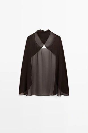 Пончо из 100% шелка мульберри с перекрестным дизайном- Заказать в России