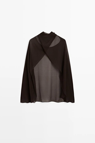 Пончо из 100% шелка мульберри с перекрестным дизайном- Заказать в России