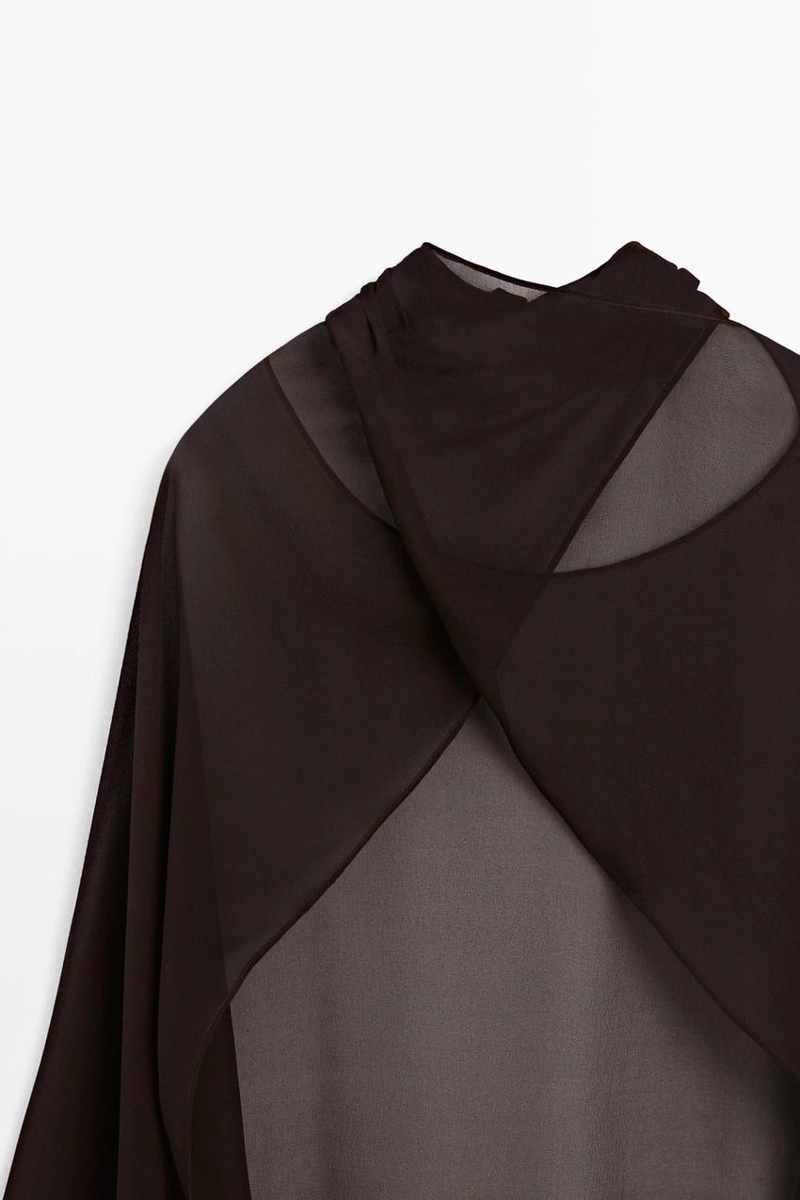 Пончо из 100% шелка мульберри с перекрестным дизайном