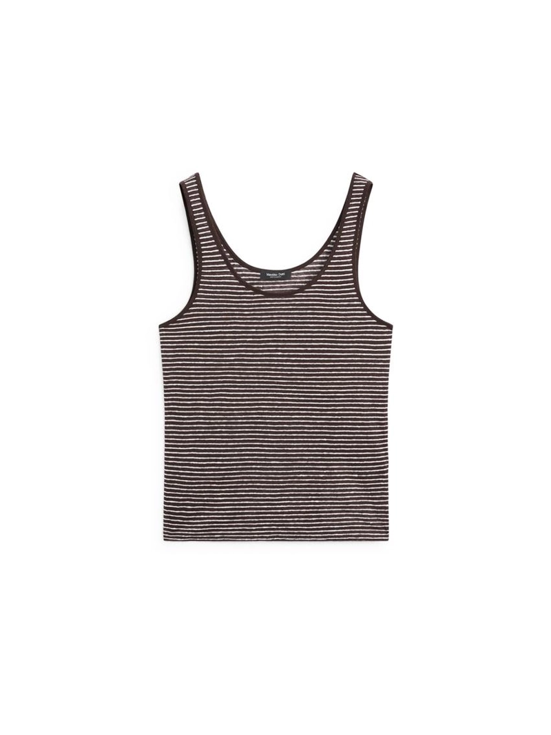 Полосатый льняной топ на бретелях