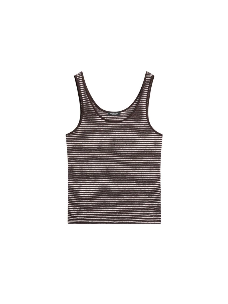 Полосатый льняной топ на бретелях