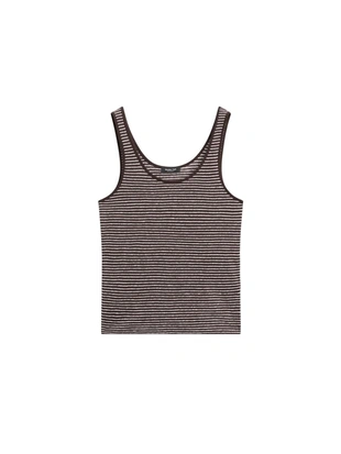 Полосатый льняной топ на бретелях- Заказать в России