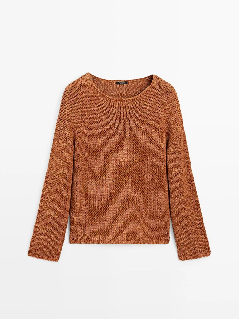 Свитер с вырезами из хлопкового микса