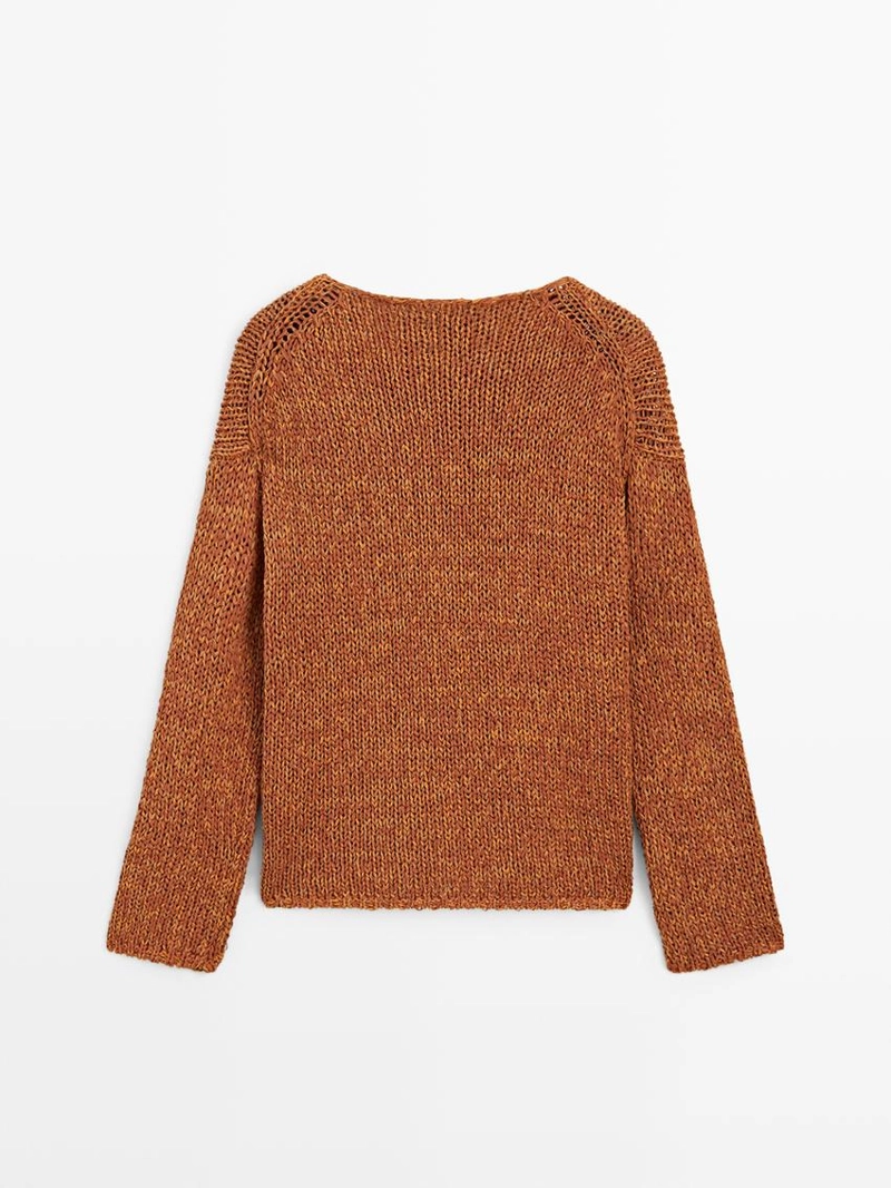 Свитер с вырезами из хлопкового микса