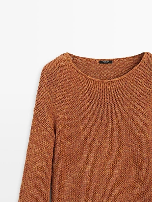 Свитер с вырезами из хлопкового микса- Заказать в России