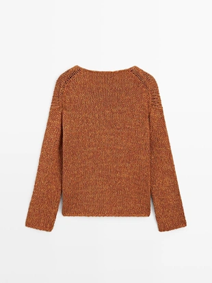 Свитер с вырезами из хлопкового микса- Заказать в России