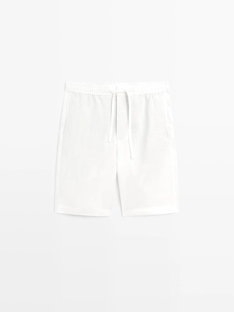 100% льняные шорты-бермуды