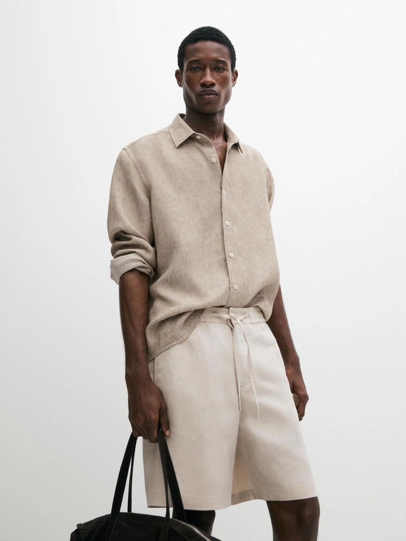 Шорты-бермуды из 100% льна