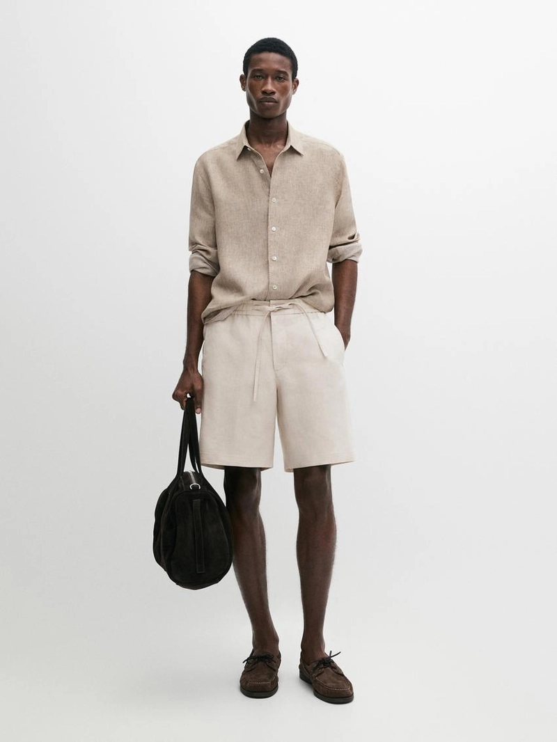 Шорты-бермуды из 100% льна