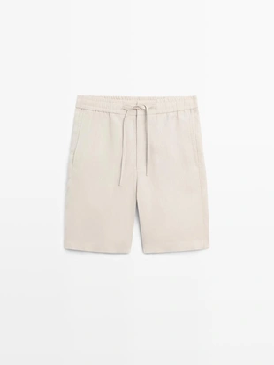 Шорты-бермуды из 100% льна- Заказать в России