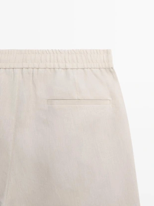 Шорты-бермуды из 100% льна- Заказать в России