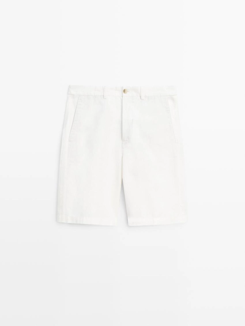 Льняные бермуды из смесовой ткани