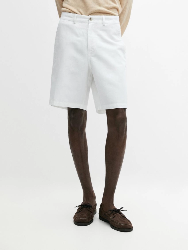 Льняные бермуды из смесовой ткани