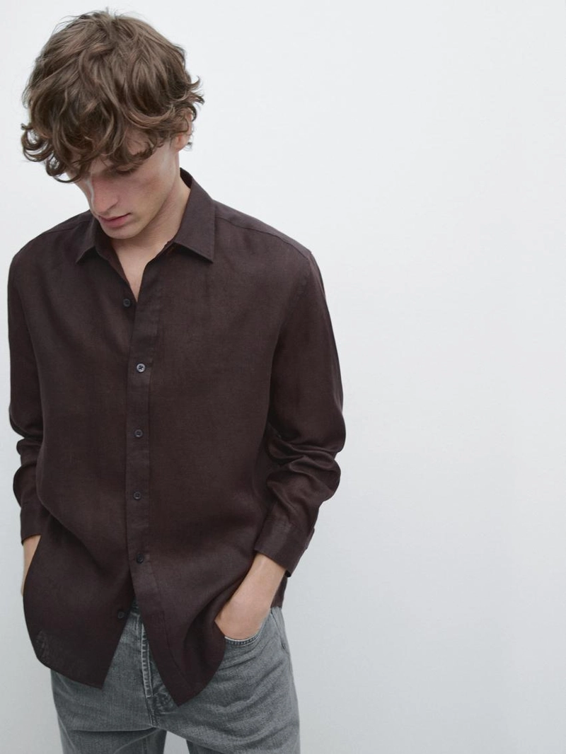 Рубашка из 100% льна в стиле slim fit